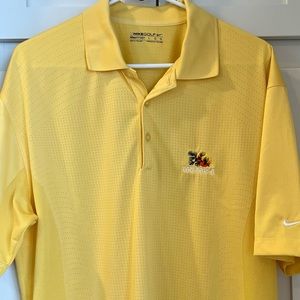 Nike Fit Dry Men Size Large Golf Polo Shirt Yellow Vented Light